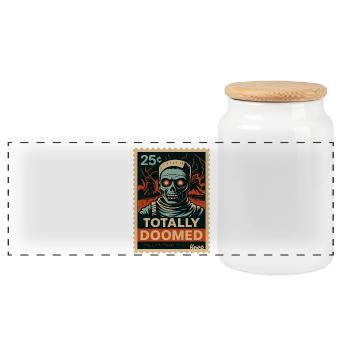 Apokalyptischer Schädel Illustrationsdesign - Panorama Keksdose mit Holzdeckel - Weiß - Vorne