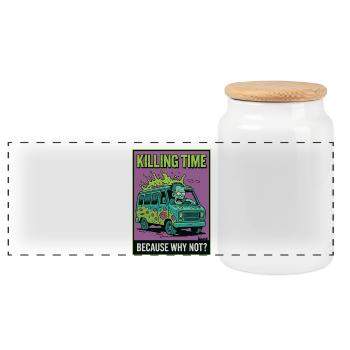 Zombie Van Survie Illustration - Boîte à biscuits avec couvercle en bois - blanc - Devant