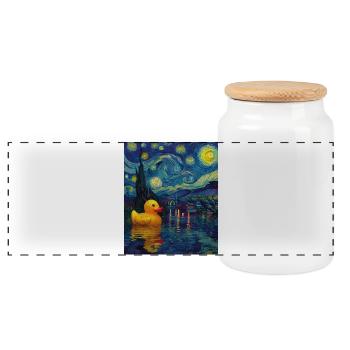 Rubber duck - Panoramic Cookie Jar with Wooden Lid - white - Front