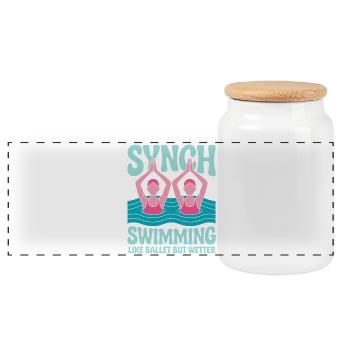 Synchronschwimmen Kunstschwimmen Wassersport - Panorama Keksdose mit Holzdeckel - Weiß - Vorne
