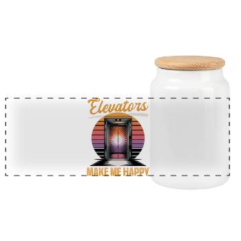 Ascenseur pour tout-petits et enfants - Boîte à biscuits avec couvercle en bois - blanc - Devant