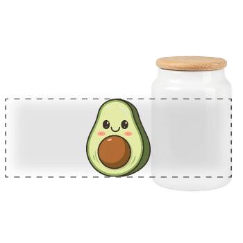 Amateur de nourriture kawaii à base d'avocat - Boîte à biscuits avec couvercle en bois - blanc - Devant