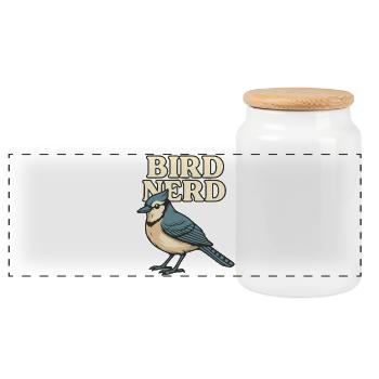 Motif Nerd Oiseau 2 - Boîte à biscuits avec couvercle en bois - blanc - Devant