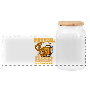 Pretzel and Beer Fun Motivation Pretzel - Panoramic Cookie Jar with Wooden Lid - white - Front