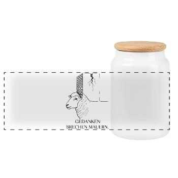 Les pensées brisent les murs - Motivation des moutons - Boîte à biscuits avec couvercle en bois - blanc - Devant
