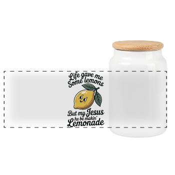  Leben Gab Mir Zitronen Jesus Macht Limonade - Panorama Keksdose mit Holzdeckel - Weiß - Vorne