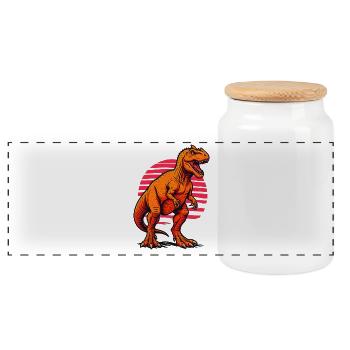 Illustration de dinosaure vibrant pour les vêtements - Boîte à biscuits avec couvercle en bois - blanc - Devant