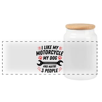 Citation humoristique sur les chiens et les motos - Boîte à biscuits avec couvercle en bois - blanc - Devant
