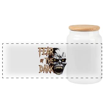 Fear of the Dark Horror Skull Design - Panoramic Cookie Jar with Wooden Lid - white - Front