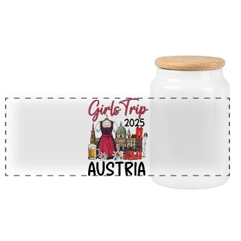 Girls Trip 2025 Austria - Panoramic Cookie Jar with Wooden Lid - white - Front