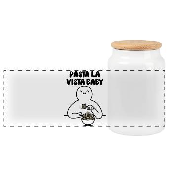 Pâtes la vista bébé - Boîte à biscuits avec couvercle en bois - blanc - Devant
