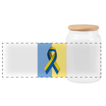Peace for Ukraine - Panoramic Cookie Jar with Wooden Lid - white - Front