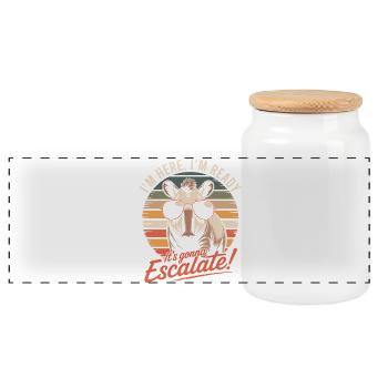 Retro Tapir I'm Here We Go It Escalates Anyway - Panoramic Cookie Jar with Wooden Lid - white - Front