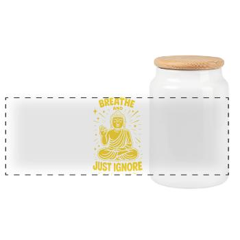 Respirez et ignorez simplement la pleine conscience - Boîte à biscuits avec couvercle en bois - blanc - Devant