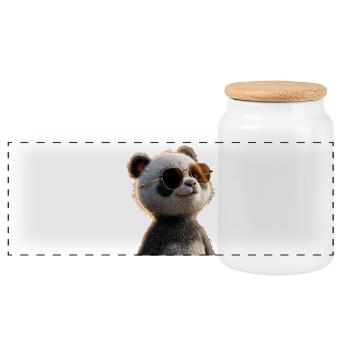 Panda Bear Giant Pandas Giant Panda Cute Panda Bear - Panoramic Cookie Jar with Wooden Lid - white - Front