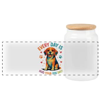 Beagle - Boîte à biscuits avec couvercle en bois - blanc - Devant