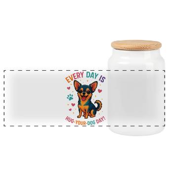 Chihuahua - Panoramic Cookie Jar with Wooden Lid - white - Front