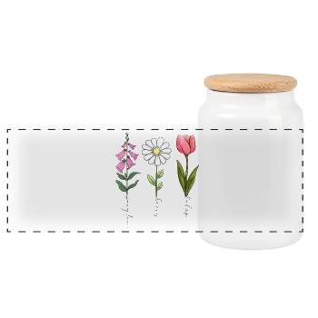 Fingerhut Gänseblümchen Tulpe Blumen im Vintage-Stil - Panorama Keksdose mit Holzdeckel - Weiß - Vorne