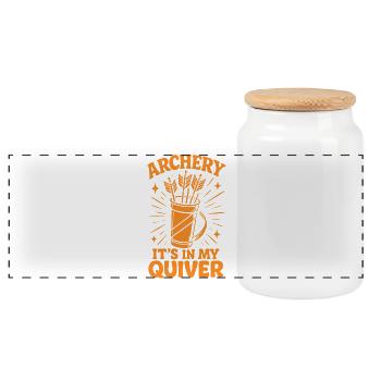 Archery It's In My Quiver Archer - Panoramic Cookie Jar with Wooden Lid - white - Front