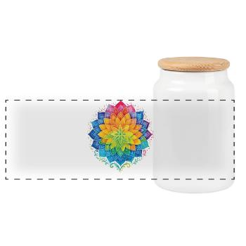 Mindfulness Affirmation Emotional Resilience - Panoramic Cookie Jar with Wooden Lid - white - Front