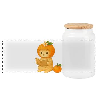 Ananas Katze Lesung mit Blumen - Panorama Keksdose mit Holzdeckel - Weiß - Vorne