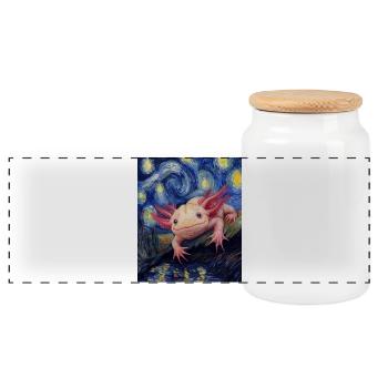 Axolotl Van Gogh Style Nuit étoilée - Boîte à biscuits avec couvercle en bois - blanc - Devant