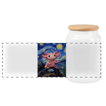Axolotl Van Gogh Style Nuit étoilée - Boîte à biscuits avec couvercle en bois - blanc - Devant