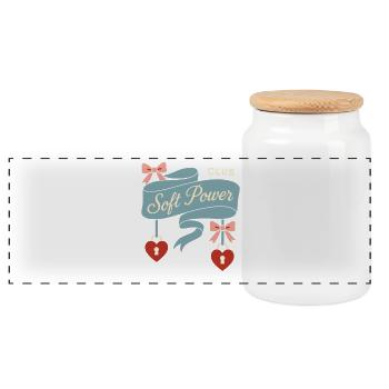 Coquette Aesthetic Bow Pattern Girly Pastel - Panoramic Cookie Jar with Wooden Lid - white - Front
