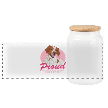 Brittany Mom Epagneul Breton Pointing Dog Gift - Panoramic Cookie Jar with Wooden Lid - white - Front