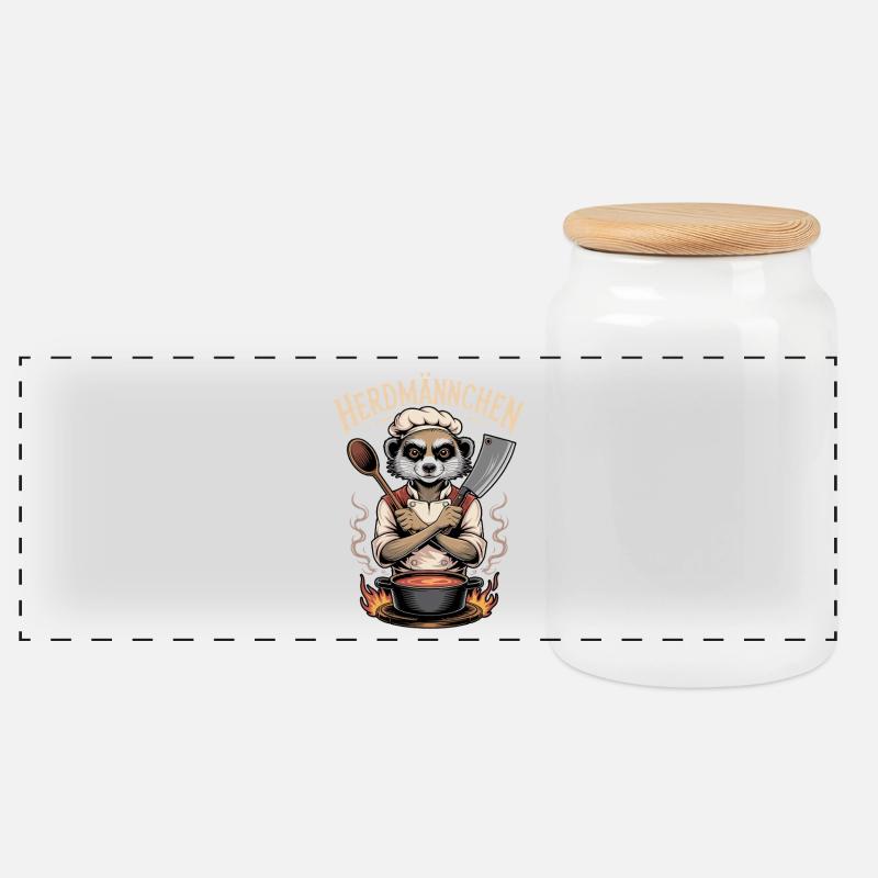 Herdmännchen kochen lustiger Koch Herdmännchen - Boîte à biscuits avec couvercle en bois - blanc