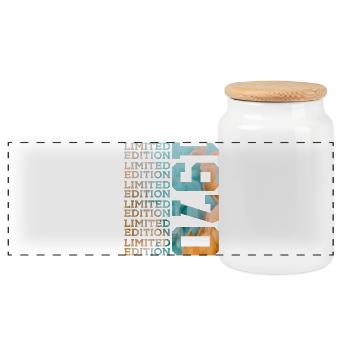 LIMITED EDITION 1970 56 YEARS 56TH BIRTHDAY - Panoramic Cookie Jar with Wooden Lid - white - Front