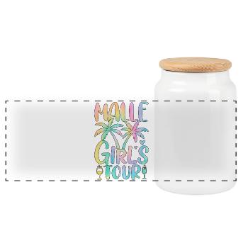 Visite de Malle Girls - Boîte à biscuits avec couvercle en bois - blanc - Devant