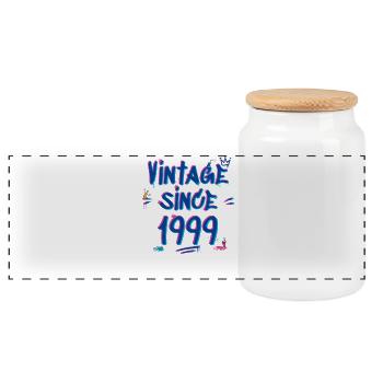  Vintage 1999 Graffiti Glitch - 26 Years of - Panoramic Cookie Jar with Wooden Lid - white - Front