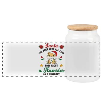 Je veux un hamster pour Noël doux hamster - Boîte à biscuits avec couvercle en bois - blanc - Devant