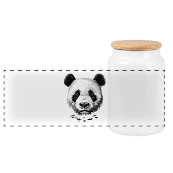 Panda Bear Giant Pandas Giant Panda Cute Panda Bear - Panoramic Cookie Jar with Wooden Lid - white - Front