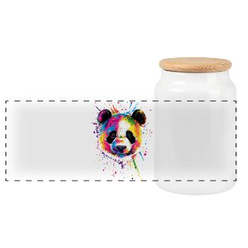 Panda Bear Giant Pandas Giant Panda Cute Panda Bear - Panoramic Cookie Jar with Wooden Lid - white - Front