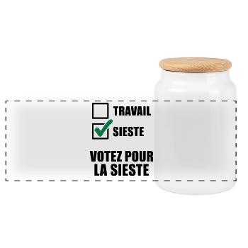 Vote for the Humor Office Nap - Panoramic Cookie Jar with Wooden Lid - white - Front