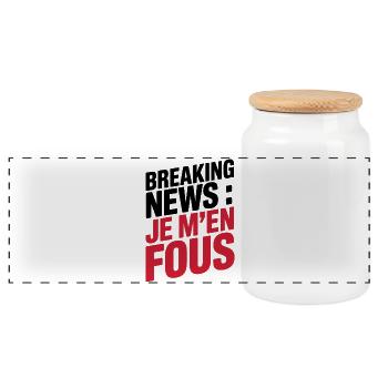 Breaking News I Don't Care Sarkastischer Humor - Panorama Keksdose mit Holzdeckel - Weiß - Vorne