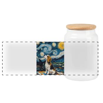 Beagle Hund Van Gogh Style Starry Night - Panorama Keksdose mit Holzdeckel - Weiß - Vorne