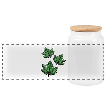 Autumnal Maple Leaf - Panoramic Cookie Jar with Wooden Lid - white - Front