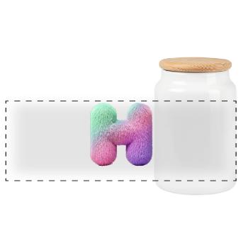 Letter H in pastel fur look and color gradient - Panoramic Cookie Jar with Wooden Lid - white - Front