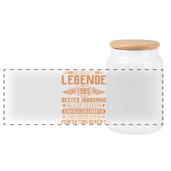 40th birthday - Legend since 1985 - Panoramic Cookie Jar with Wooden Lid - white - Front