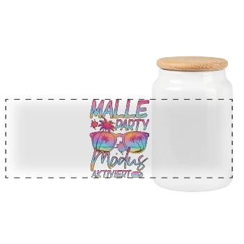 Malle Party Mode Activated - Panoramic Cookie Jar with Wooden Lid - white - Front