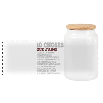 10 things I love about Marseille: sun, coves - Panoramic Cookie Jar with Wooden Lid - white - Front