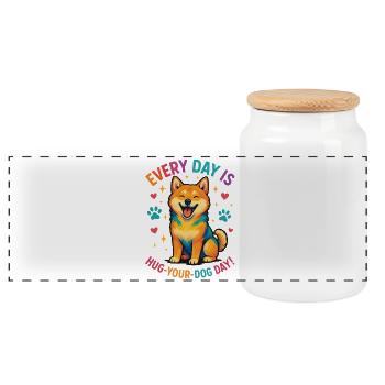 Shiba Inu - Panorama Keksdose mit Holzdeckel - Weiß - Vorne