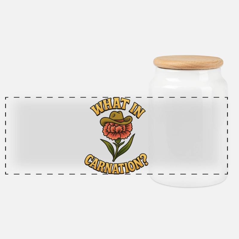 Qu'est-ce que c'est que cet œillet ? - Boîte à biscuits avec couvercle en bois - blanc