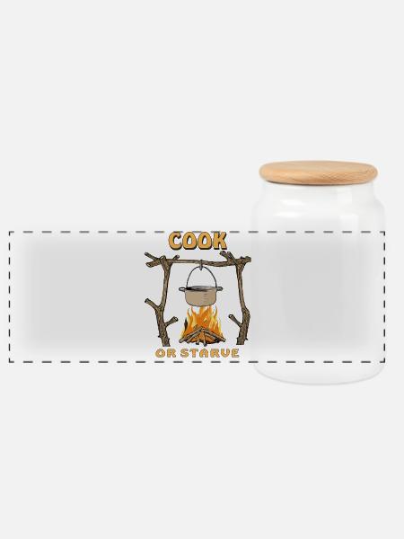 FEUERSTELLE COOK OR STARVE - Panorama Keksdose mit Holzdeckel - Weiß