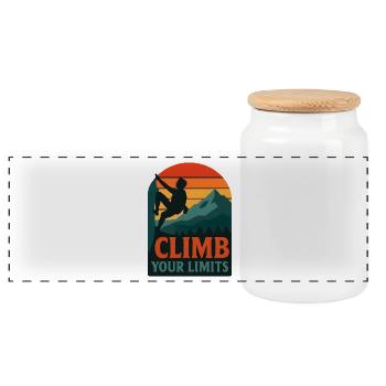  Climb Your Limits – Klettern & Bouldern - Panorama Keksdose mit Holzdeckel - Weiß - Vorne