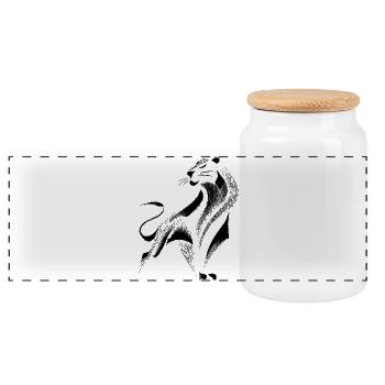 Abstract Lion - Panoramic Cookie Jar with Wooden Lid - white - Front