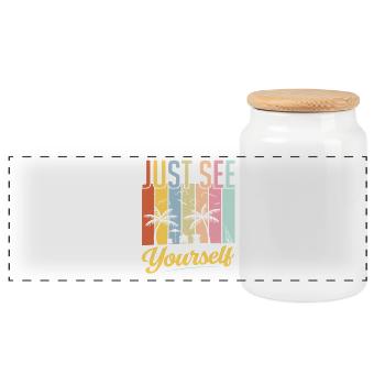 Inspiring Self-Love Sunset - Panoramic Cookie Jar with Wooden Lid - white - Front